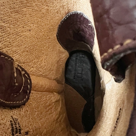 BORN Leather Wool Blanket Aztec Print Boots 36.5 / 6.5 Green Southwestern Boho - Picture 9 of 12